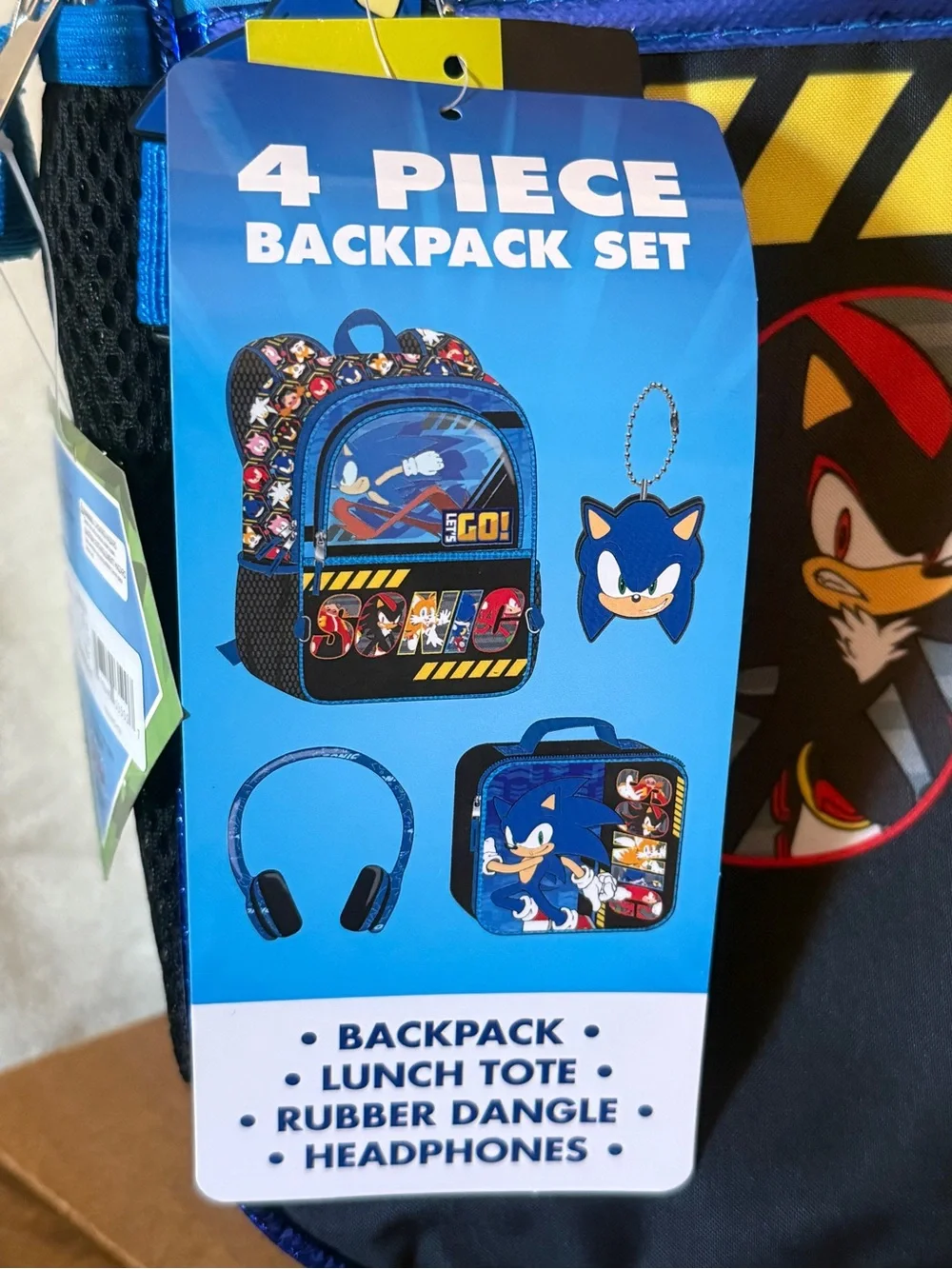 Sonic the Hedgehog 17” Backpack 4-Piece Set with Lunch Tote & Headphones